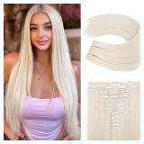 REECHO Hair Extensions, 11PCS Clip in Hair Extensions 24" Long Straight hair extensions HE005 Natural Soft Synthetic Hairpieces for Women â Platinum Blonde