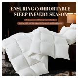 WhatsBedding Feather Down Comforter,Filled with Feather and Down, White Twin Size All Season Duvet Insert, Luxurious Hotel Bed Comforter,100% Cotton Cover, Medium Warmth with Corner Tabs,68x90 Inch