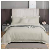 eBeddy Linens 800 TC Ultra Silky Soft Egyptian Cotton Super King Plus 120x120 Size 3-Pieces Duvet Cover Hidden Zipper Closer & Corner Ties Durable and Fade Resistant, Silver Grey Solid - Retail: $98.0