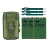 Aecsze 7 PCS Waterproof Notebook, 3 x 5 Inch Pocket Notebook with Waterproof Weatherproof Pen and waterproof Multifunctional Waist Pack for Outdoor Activities Recording (Army Green)