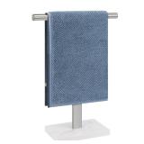 BathAce Hand Towel Holder, T-Shape Hand Towel Stand for Bathroom, Stand Hand Towel Rack Free-Standing Towel Bar for Bathroom Kitchen Countertop, 304 Stainless Steel (14IN-Marble Base, Brushed)