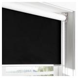 LINKCOO 100% Blackout Roller Window Shades, Room Darkening Window Blinds with Thermal Insulated Fabric, Corded Roll Pull Down Shades for Home and Office (Black)-Width 12", Max Drop Height 72"