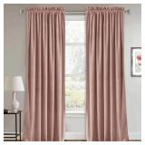 RYB HOME Velvet Door Curtains 84 inches, Room Darkening Thermal Insulated 42 inches Width Drapery for Classroom Hotel Bedroom Office Doorway, Dusty Pink, 2 Panels Set