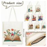 Sweetude 8 Pack Christmas Book Club Gifts Book Lovers Tote Bag Bulk Bookish Canvas bag Librarian Readers Gifts for Women(Book)