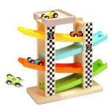 Toddler Toys for 1 2 Year Old Boy and Girl Gifts Wooden Race Track Car Ramp Racer with 4 Mini Car