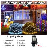 A 510 LED Christmas Net Lights, 27.9ft x 5ft Mesh Lights Outdoor Clear Wire 8 modes, Waterproof Connectable String Lights Plug in for Xmas Tree Bushes Garden Holiday Party Decorations - Warm White