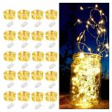 LEDIKON 20 Pack Fairy Lights Battery Operated String Lights-7.2ft 20 LED Silver Wire Warm White Firefly Mini Lights for Wedding,Party,DIY Crafts,Mason Jars,Centerpieces Table Decorations