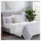 Serta SatinLuxury 3pc Soft Lightweight Deep Pocket Bedding Silky Satin Sheet Set with Pillowcases, Twin XL, White