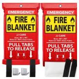 JJ CARE Fire Blanket â 2 Packs with Hooks â Emergency Fire Blanket for Home & Kitchen, High Heat Resistant Fire Suppression Blankets for Home Safety, Kitchen, and Camping