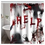 CINHOLL Halloween Shower Curtain Decorations 72x72 Inches Horror Bath Curtains Bloody Hands Decor for Party Home Bathroom with 12 Hooks