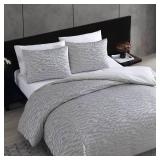 Vera Wang - King Duvet Cover Set, Luxury Bedding with Matching Shams, Designer Home Decor (Illusion Grey, King) - Retail: $108.95