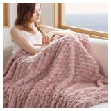 Bedsure Cozy Throw Blanket for Couch - Pink Soft Thorw Blankets for Women, Cute Small Fleece Blanket for Girls Gift, 50x60 Inches