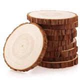 Fuyit Unfinished Wood Slices for Centerpieces, 10Pcs 4.7-5.1 Inch Natural Wooden Round Discs with Bark for Rustic DIY Crafts, Table Base, Wedding Decoration