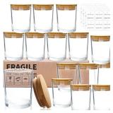 CONNOO 15 Pack 7 OZ Clear Candle Jars with Bamboo Lids, Thick Glass Empty Jars for Making Candles - Dishwasher Safe, in Bulk.