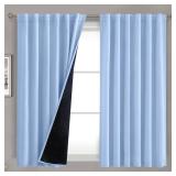 BGment Full Blackout Curtains with Liner Thermal Curtains 54 Inches Long, Rod Pocket and Back Tab Double Layer Room Darkening Window Curtains for Bedroom(52 x 54 Inch, 2 Panels, Light Blue)