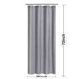 N&Y HOME Fabric Shower Stall Curtain or Liner 36 x 72 Inches - Hotel Quality, Machine Washable, Water Repellent - Gray, 36x72