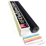 Extra Large Chalkboard Peel and Stick Paper 9 Feet roll (108 inches) + (5) Color Chalk Included - by Simple Shapes