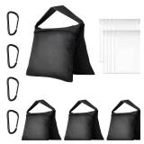 EMART Heavy Duty Sandbag Photo Studio Weight Bag Saddlebag Design for Photography Stand Light Stand Tripod, Outdoor Patio, Sports, Photo Sets, Film Sets, Live Productions -4 Packs Set(Black)