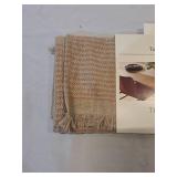 14"x72" Textured Striped Linen Table Runner with Hemming Beige - Thresholdâ¢