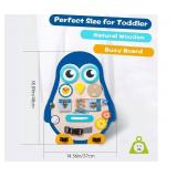 Penguin Toddler Busy Board,Wooden Montessori Busy Board,Sensory Toy with 14 Preschool Educational Activities to Develop Fine and Basic Motor Skills, Wooden Activity Boards