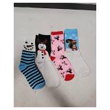 Holiday Christmas Socks, 4 Different Designs,Cheerful For The Holidays