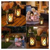 TAKE ME 14" Solar Lanterns Outdoor Waterproof Garden Lanterns Large Flickering Flameless Candle Mission Lights for Table,Outdoor,Party Mothers Day Gifts ( 2 Packs Bronze Color)