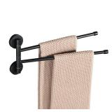 Alise Swivel Towel Rack,Folding 2 Arms Hand Towel Bars Towel Hanger for Bathroom,Wall Mount Drying Racks for Laundry,SUS304 Stainless Steel Swing Out Towel Holder Storage Space Saving,Matte Black