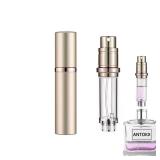 ANTOKX Travel Perfume Bottle Refillable Atomizer - 5ML Perfume Atomiser, Pocket Perfume Dispenser, Scent Pump Case, Leakproof Portable Perfume Sprayer for Women and Men (Gold)