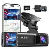 $$! REDTIGER Dash Cam Front Rear, 4K/2.5K Full HD Dash Camera for Cars, Included 32GB Card, Built-in Wi-Fi GPS, 3.16 IPS Screen, Night Vision, 170°Wide Angle, WDR, 24H Parking Mode(F7NP)