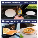 16" Pizza Stone for Oven & Grill with Handles - Natural Cordierite Baking Stone Set with SS Rack & Plastic Scraper (1500 °F Resistant, Round, Large)