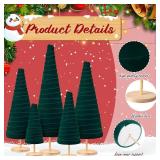 Hillban 5-Pack Green Velvet Christmas Trees, 7.87-15.75 in