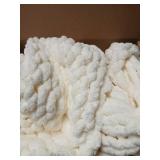 Bigacogo Luxury Chenille Blanket White 51x63in