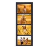 MIMOSA MOMENTS 7x17 Black Photo Wood Collage Frame with Real Glass and White Mat displays (4) 4x6 Pictures, Family Collage Picture Frame(four 4x6)