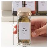 Spice Jars with Labels 48pcs Glass Spice Jars with Gold Metal Caps,Shaker Lids, Funnel, Chalk Pen, Brush,Cleaning Cloth,Skiileor 4oz Seasoning Containers Bottles for Spice Rack, Cabinet, Drawer (Used)