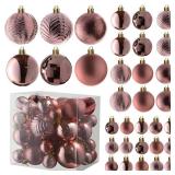 PREXTEX Champagne Christmas Ball Ornaments (36 pcs) - Shatterproof Christmas Tree Decorations with Hanging Loops in 6 Styles and 3 Sizes - Christmas Ornaments Set for Indoor and Outdoor Decor