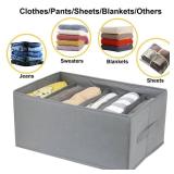 Extra Large Clothes Closet Organizer 6 Compartments for Jean Sweater Sheets to Shirt - Divided Clothing Storage Boxes for Closet, Wordrobe, Bedroom, Shelf