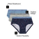 Calvin Klein Boys Modern Cotton Assorted Briefs Underwear, 3 Pack Blue and Grey Stripe, Blue Bell, Heather Grey Large