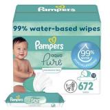 Pampers Aqua Pure Sensitive Baby Wipes, 99% Water, Hypoallergenic, Unscented, 12 Flip-Top Packs (672 Wipes Total)