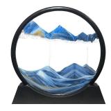 Muyan Moving Sand Art Picture Sandscapes in Motion Round Glass 3D Deep Sea Sand Art for Adult Kid Large Desktop Art Toys (Blue, 7 Inch)