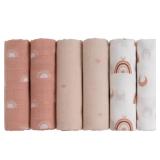 GLLQUEN BABY Receiving Blanket Boy Cotton Muslin Swaddle Blankets Girl Newborn Squares Breathable & Soft Thin Baby Blankets Cloths Double Absorbent Infant Swaddling Wrap   6 Pack (Sun)