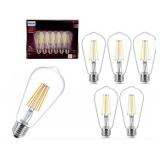 PHILIPS LED Vintage Flicker Free Clear ST19 Bulb   Soft White 2700K   8W=75W   800 Lumen   E26 Base   Dimmable   Eye Comfort Technology  6 Pack, 9290022960