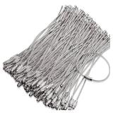 Hotop 150 Pcs Wire Keychain Cable Bulk Stainless Steel Key Rings Loop Wire Cable Braided Steel Keychain(8 Inch,Silver)