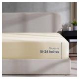 Nestl Beige Fitted Sheet Queen Size, Extra Deep Pocket Queen Fitted Sheet Only, 1800 Microfiber Fitted Bed Sheet, Ultra Soft Fitted Queen Sheet Fits up to 24 Inch Mattress   Queen Size Fitted Sheet