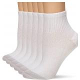 Hanes womens Cool Comfort Toe Support Ankle Socks, 6 pair Pack Casual Sock, White/Grey Vent, One Size US