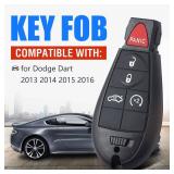 Keymall Car Key Fob Keyless Entry Remote Control for Dodge Dart 2013 2014 2015 2016 433MHz ID46 Chip(FCC ID M3N32297100 P/N 56046773) 4+1 Buttons