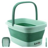 Collapsible Foot Bath Basin for Soaking Feet,Pedicure Foot Spa, Foot Tub with Handles and Massage Acupoint,Multifunction Collapsible feeting Soak Tub Green