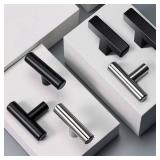 VEHCIL Black Square Cabinet Knobs 20 Pack, Single Hole Black Cabinet Handle Drawer Pull for Kitchen Cupboard Closet Bathroom Dresser Drawer, Modern Euro Bar Style, Stainless Steel