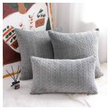 UGASA Decor Pillow Covers Velvet Striped Cushion Case Lumbar for Couch Sofa Bed, 1 Piece, 12x20 Inch (30x50cm), Grey