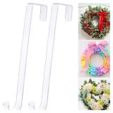 12 Clear Wreath Hanger Non Scratch Over The Door Hooks,2 Pack Wreath Door Hanger Easter Halloween Christmas Decoration,Welcome Sign for Front Door Décor Inside Outside,Slim Hangers Organizer for Home