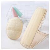 VUSOSET Natural Loofah Exfoliating Back Scrubber for Shower Set (Large), Loofah Sponge Pads & Body Sponge Scrubber, Deep Clean & Invigorate Your Skin, for Men and Women